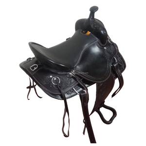Selle de cheval d'endurance noire de course de baril occidental la plus vendue de qualité supérieure en cuir véritable avec jeu de punaises - Product Image 4