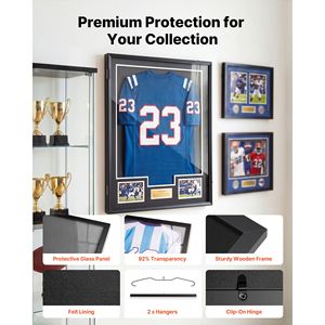 Vitrina de Madera con Cerradura para Exhibición de Camisetas Deportivas, 35.4 x 27.6 x 1.5 Pulgadas, MDF, Panel de PC con 98% de Protección UV - Product Image 2