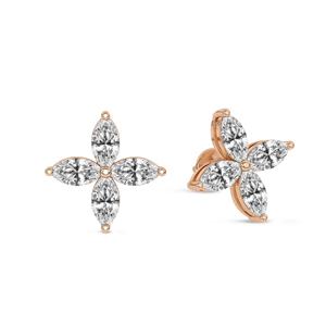 Elegantes y Modernos Pendientes de Oro Sólido de 18k con Dijes de Flor de Trébol y Diamantes de Laboratorio, Certificados por IGI, para Mujer - Product Image 5