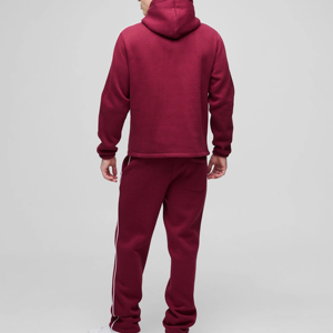 Nouveau design – Survêtements en molleton de coton écologique pour homme – Sweat à capuche avec ourlet bas et 2 poches latérales – Pantalon de survêtement avec passepoil - Product Image 3
