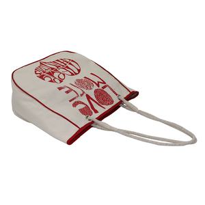 Bolsos de mano de moda para mujer con estilo con ribete lateral y superior, bolso de mano de lona con asa de cuerda de algodón - Product Image 3