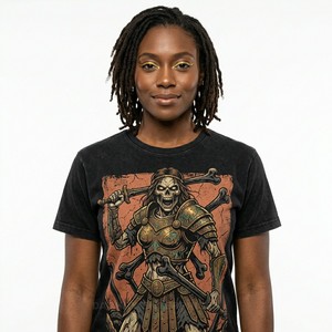 Camiseta con Gráfico de Cuervo Zombi Personalizada para Mujer, Camiseta Gótica con Estampado de Cuervo de Terror, Letras 'La Oscuridad Espera', Camiseta de Algodón, Directo de Fábrica - Product Image 4