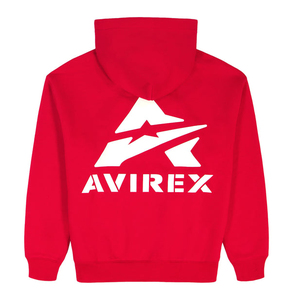 เสื้อฮู้ดสีแดงสำหรับผู้ชาย Avirex ทรงปกติ ผ้าฝ้ายเฟรนช์เทอร์รี่ สวมใส่สบาย มีโลโก้ด้านหน้า ดีไซน์กระเป๋าเสื้อ เหมาะสำหรับใส่ในฤดูใบไม้ร่วง สั่งทำได้ - Product Image 2
