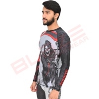 Vente en gros de t-shirts pour hommes à manches longues, imprimés sur mesure, avec logo sublimé, protection solaire, équipement MMA, 100% coton