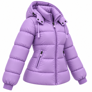 Chaqueta Acolchada Personalizada para Mujer, Ropa de Invierno, Chaqueta con Capucha, Chaqueta Acolchada con Cuello Alto, Color Sólido, Chaqueta Acolchada Personalizada para Mujer - Product Image 3
