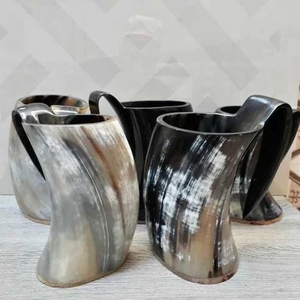 Mug à boire en corne de buffle naturelle sculptée à la main, finition artisanale, écologique, pour hydromel et eau, logo personnalisé, idéal pour les fêtes - FAIZA CRAFT - Product Image 5