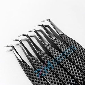 Pince à épiler antistatique en acier inoxydable noir RMI, pointe lisse, outils de maquillage professionnels, longueur 10 mm, extension de cils - Product Image 6