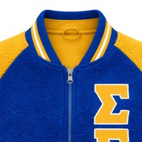 Blouson Bomber Réversible Femme Personnalisé Sigma Gamma Rho en Sherpa, Polaire Chaude Double Face, Vêtement d'extérieur pour Sororité Grecque, OEM ODM Vente en Gros