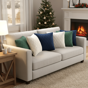 Juego de 6 Fundas de Almohada Decorativas SOGA de 45 cm, Verde Bosque, Azul Marino, Crema, Diseño de Diamantes Tejidos, 2 de Cada Color - Product Image 6