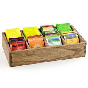 Wooden <b>Tea</b> Storage <b>Box</b> Lid 1 Layer Compartmentalized Rectangular Design Lacquer Finish Foldable Handmade for Sundries Minimalist - Product Image 5