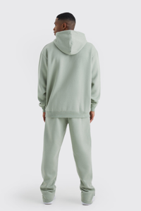 ชุดวอร์มทรงโอเวอร์ไซส์สำหรับผู้ชายชุดเสื้อฮู้ดและกางเกงโอเวอร์ไซส์ผ้าคอตตอนแบบกำหนดเองได้100% สีพื้น - Product Image 2