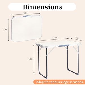 Table pliante en aluminium à hauteur réglable 70x50x60cm pour pique-nique en plein air, parc, cuisine, avec rangement et base de support - Product Image 5