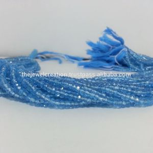Jewel Creation - Hilo de Cuentas de Topacio Azul Cielo Natural Facetadas en Forma de Rondelle de 3 mm y 4 mm, Certificadas por IGI, para la Creación de Joyas Semipreciosas - Product Image 3