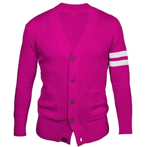 Cárdigan Rojo de Punto con Cuello en V y Rayas Blancas en las Mangas, Suéter Casual para Mujer, Manga Larga, Cierre de Botones, Ropa de Otoño - Product Image 6
