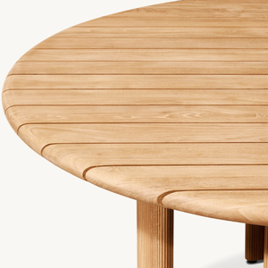 Table ronde en teck, style moderne et épuré, idéale pour l'extérieur, très résistante, en promotion. - Product Image 3