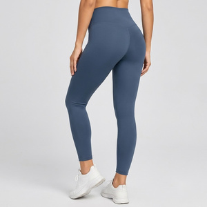 High Waist <b>Seamless</b> <b>Leggings</b> Full Length Solid Color Sporty Stretch Breathable Tummy Control Women's Yoga Pants - Product Image 3