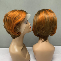 Perruque Lace Frontale 13*4 Grade 12A Coupe Pixie Lisse 8 Pouces Cheveux Naturels Originaux Style Court pour Usage Quotidien