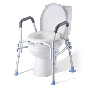 Rialzo per WC Regolabile in Altezza, Capacità di Carico 300 Libbre, Maniglie Allargate, Sedile Rialzato con Braccioli, Attrezzatura di Sicurezza per Bagno - Product Image 1