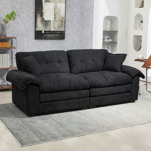 Divano in ciniglia da 84 pollici con seduta profonda e 2 cuscini decorativi in memory foam per piccoli soggiorni, appartamenti o uffici - Product Image 1