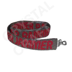 CRYSTAL CRAFT Red Beaded <b>Strap</b> with Black Costom Text Fashionable Metal Hook Trendy Eco-friendly Bag Accessory - Product Image 4