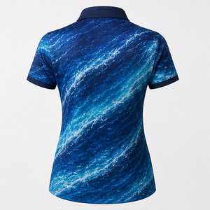 Polo personnalisé pour femme en tissu Cobalt Ocean Wave, séchage rapide, respirant, manches courtes, performance, golf, tennis, uniforme d'équipe WPS-0751 - Product Image 4