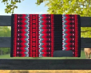 Couverture de selle western de qualité export, tapis de selle de spectacle, couverture pour cheval en laine de Nouvelle-Zélande 34x38, disponible en gros - Product Image 1