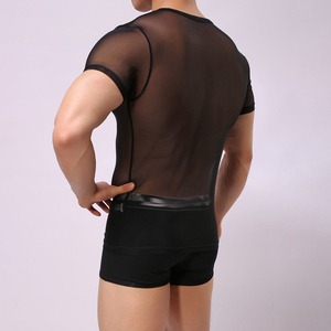 T-shirts tendance 100 % polyester en maille transparente pour hommes, hauts de bain et de plage en résille, t-shirts transparents pour hommes pour soirées et clubs - Product Image 4