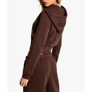 Wholesale Custom High Quality Heavyweight 100% Cotton Women Crop Top Hoodie and Baggy Sweatpants For Women Fitness Style - Product Image 6