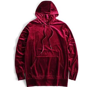 Oversized Autumn Loose Relaxed Fit <b>Velour</b> Hooded Anti-Shrink Eco-Friendly Plus Size Custom Spandex Cotton Maroon Color Hoodie - Product Image 5