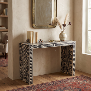 Modern Inlay Console <b>Table</b> Decorative Entryway Accent Desk Wooden Console for Living Room Apartment Hotel - Product Image 2