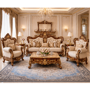 Juego de Muebles de Salón Estilo Palacio Majestic, Muebles de Madera de Cinco Plazas de Lujo Estilo Maharaja, Venta en el Reino Unido - Product Image 1