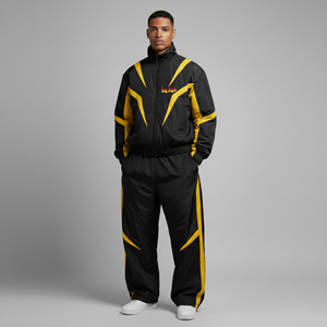 <b>Men</b> Nylon Gym Tracksuit <b>Waterproof</b> Breathable Sportswear Zipper Side Pocket Custom Printing OEM Wholesale <b>Suit</b> - Product Image 1