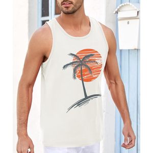 2025 débardeurs d'entraînement pour hommes avec col à capuche de style musculaire et conception de palmier Vintage XL vêtements de sport chemises sans manches - Product Image 5