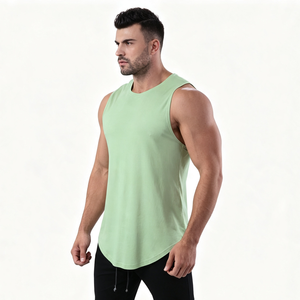 OEM Custom Wholesale Manufacturer Organic Cotton Gym Workout Tank Top <b>Singlet</b> Bulk Supplier Private Label Apparel - Product Image 5