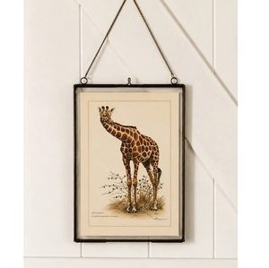 Marco rectangular de metal para pintura con estampado artístico de jirafa, diseño duradero para exhibición vertical - Product Image 1