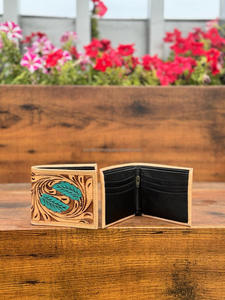 Portefeuille en cuir repoussé à la main nouvelle tendance portefeuille à fermeture éclair longue pour hommes Offre Spéciale mode couleur verte porte-monnaie cadeau pour lui - Product Image 6