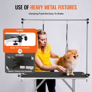 Supporto Pieghevole per Toelettatura Animali Domestici da 46FT per Cani di Taglia Media e Piccola, Stazione Durevole per Toelettatura Cani con Due Bracci e Morsetto per Caricabatterie - Product Image 3