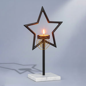 Sculpture d'étoile décorative en aluminium plaqué or, porte-bougie chauffe-plat, décoration maison et jardin, produit de Noël, exportateur d'usine - Product Image 5