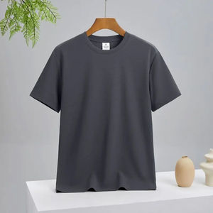T-shirt à manches courtes de qualité export, aspect blanc et marron, couleur unie, décontracté, pour couple, haut pour femme, haut pour homme - Product Image 2