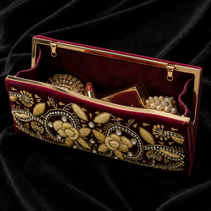 Bolso de mano indio con cuentas para fiesta, diseño elaborado, tipo clutch, étnico, para novia, de noche, hecho a mano, de lujo, para boda, festivo, para mujer - Product Image 4