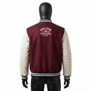 เสื้อแจ็คเก็ตเบสบอลแขนยาวหนังแท้สไตล์ Letterman Varsity ระบายอากาศได้ดีสำหรับผู้ชาย เหมาะสำหรับฤดูหนาว - Product Image 3