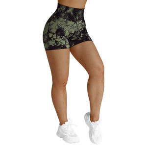 Shorts imprimés taille haute pour femme, coupe sportive, en spandex et polyester tricoté, respirant, avec taille élastique, style jupe courte - Product Image 1