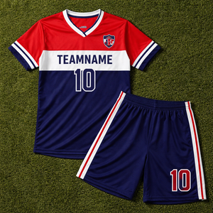 ชุดฟุตบอลสโมสรทีมชาย ไซส์ใหญ่ แห้งเร็ว ระบายอากาศได้ดี ผ้าโพลีเอสเตอร์ 100% สั่งทำได้ ปักชื่อผู้เล่น - Product Image 3