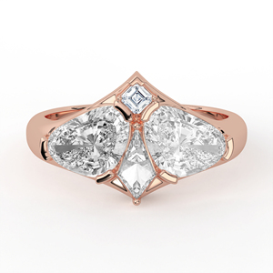 Anillo de Diamantes Mosaico Vanguardista en Oro Amarillo, Diseño Geométrico Abstracto de Ala, Corte Único, Joyería Fina de Alta Moda - Product Image 1