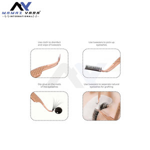 Pinzas Premium para Extensión de Pestañas de Fibra Japonesa, Set de 6 Piezas, Colección Dolphin, Pinzas Ligeramente Curvadas en Elegante Oro Rosa - Product Image 5