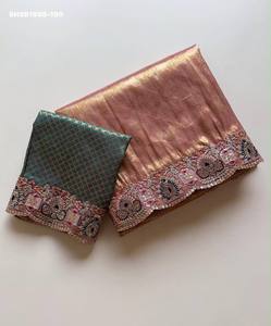 Sari en soie douce de qualité supérieure avec tissage jacquard intégré et bordure à motifs Zarkan-Multi Cording Sequence – Ensemble de mode féminine - Product Image 2