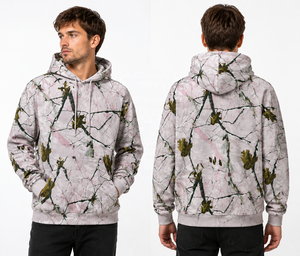 Sudadera con Capucha para Hombre, Color Rosa Sólido, Mezcla de Algodón Grueso, con Logotipo Frontal, Corte Regular, para Otoño - Product Image 4