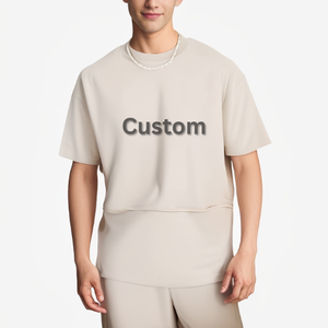 T-shirt en coton épais pour homme, coupe ample, logo personnalisé, fournisseur de vêtements en gros - Product Image 4