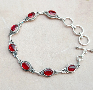 Natural <b>Red</b> Garnet 925 Sterling Silver Adjustable <b>Bracelet</b> Handmade Gemstone Jewelry Elegant Birthstone <b>Bracelet</b> - Product Image 6