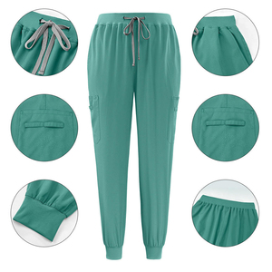 Women Scrub Sets V-Neck Short Sleeve Uniforms With Pocket Cotton Polyester Hospital Workwear for Nurses Doctors - Product Image 5